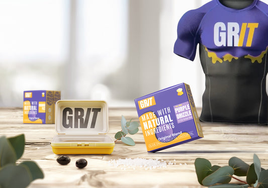 GRIT Soap Starter Kit named the fighter comes with 3 soaps, a soap box and a rashguard