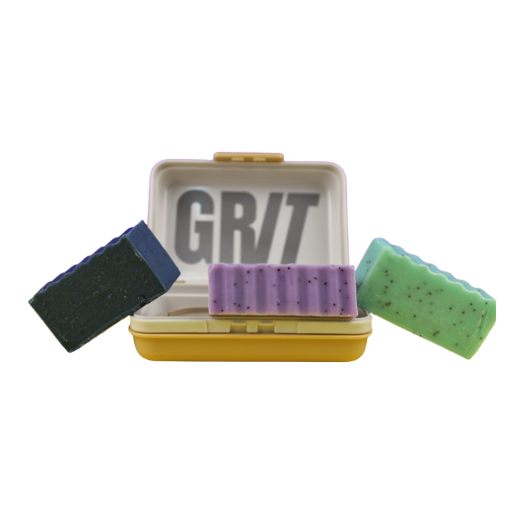 GRIT Soap Box with soaps around as an example